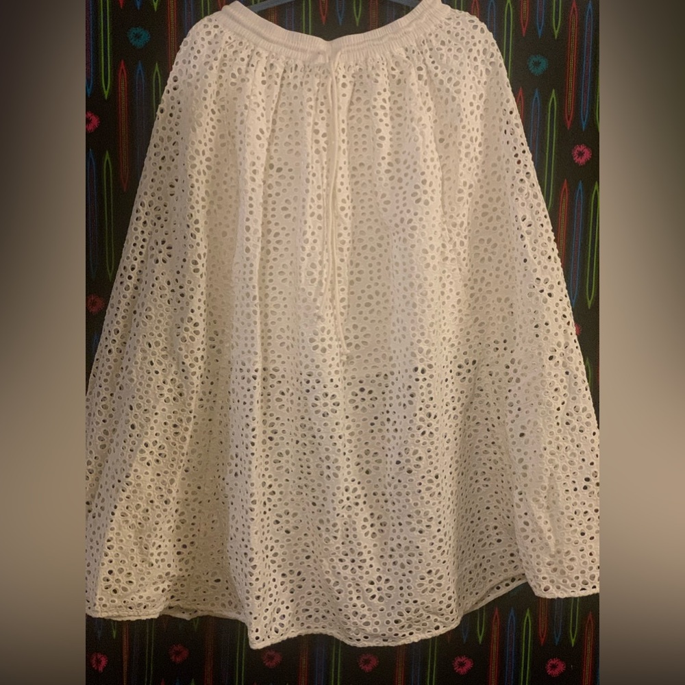 The Drop Full Eyelet White Lace Skirt